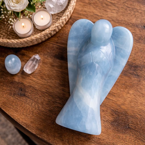 Estatua de Ángel de Ónix Azul de Lujo, Figura de Cristal Tallada a Mano, Escultura de Piedra Preciosa Ecológica, Artesanía de Mármol del Patrimonio de Agra para el Hogar - Product Image 1