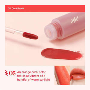 Tinte Labial Fijador de Color TROISTOUCH Make Mood 05 Coral Beach, Tinte Labial Coreano con Acabado Terciopelo para un Maquillaje de Larga Duración - Product Image 1