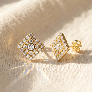 Mens <b>Moissanite</b> Square Stud <b>Earrings</b> 925 Silver Diamond Cluster <b>Earrings</b> Geometric Hip Hop Style Luxury Gift for Men Women Daily - Product Image 4