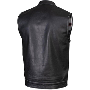 Chaleco de Motocicleta de Cuero Negro Clásico para Hombre Samroz Sports con Forro Interior de Franela - Product Image 3