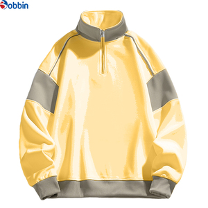 Sudadera con capucha unisex de forro polar extragrande, diseño personalizable, con bloques de color, cremallera de 1/4, transpirable y de alta calidad. - Product Image 5
