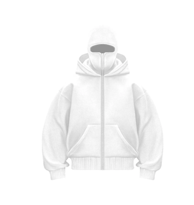 2026 Winter Balaclava Hoodie Pullover Zipper Embroidered Oversized XL Size 100% Cotton Solid Pattern Lined Hooded Collar Unisex - Product Image 5