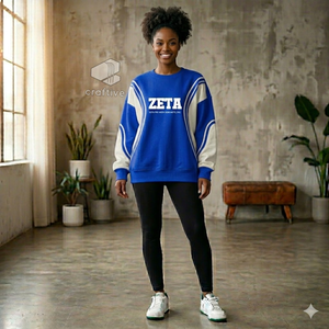 Zeta phi เสื้อสวมหัวสำหรับสตรีรุ่นเบต้าเสื้อสเวตเชิ้ตแขนยาวสำหรับสตรีสีน้ำเงินสีขาว - Product Image 4
