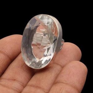 แหวนเงินไวท์โทปาซ แหวนคริสตัลเงิน 925 แหวนแฮนด์เมด เครื่องประดับหรูหรา - Product Image 2