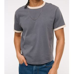 Wholesale Custom Unisex Ringer <b>T</b>-<b>Shirt</b> 100% Cotton Knitted Contrast <b>Collar</b> Crew Neck OEM ODM Manufacturer Blank Streetwear - Product Image 5