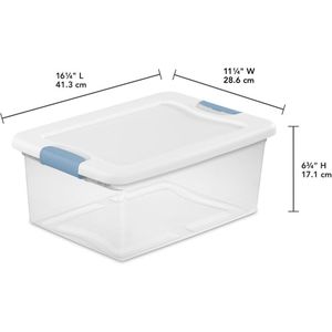 Under Bed Storage Bins with <b>Lids</b> 12 Pack Clear <b>Plastic</b> 15 Quart Heavy Duty Organizing <b>Containers</b> - Product Image 2