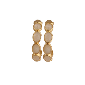 Pendientes de Aro de Latón con Piedra Lunar Blanca Natural, Chapados en Oro de 18K, Hechos a Mano, Estilo Boho, con Gemas, para Fiesta, Aniversario, Regalo de Boda - Product Image 4