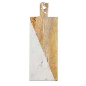 Planche à découper et plateau de service moderne en bois blanc avec poignée en corde, forme carrée, épaisseur 1,5 cm, compatible lave-vaisselle - Product Image 1