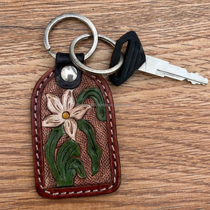 Wholesale Factory Custom High Quality Promotional Keyring Designer Hand <b>Tooled</b> <b>Leather</b> Key Holder Keyring Luxury Car Keychains - Product Image 3