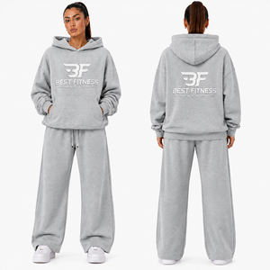 BEST FITNESS WEAR Ensemble de survêtement de luxe pour femme de haute qualité, 100% coton, molleton technique, sweat-shirt oversize et pantalon de survêtement, ensemble d'hiver - Product Image 2
