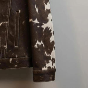 Chaqueta de Cuero Vacuno Genuino, Estilo Occidental, Marrón y Blanco, Personalizada Profesionalmente, Estilo Clásico Moderno, Chaqueta de Calidad Premium - Product Image 5