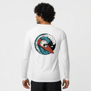 T-shirt à manches longues pour homme avec imprimé crâne sur le dos, séchage rapide, jersey décontracté, blanc - Product Image 5