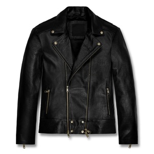 เสื้อแจ็คเก็ตหนังแท้สำหรับผู้หญิง ดีไซน์ซิป แบบขายส่ง สีดำ สไตล์ไบค์เกอร์ สำหรับขี่มอเตอร์ไซค์ พร้อมโลโก้แบบกำหนดเองได้ - Product Image 1