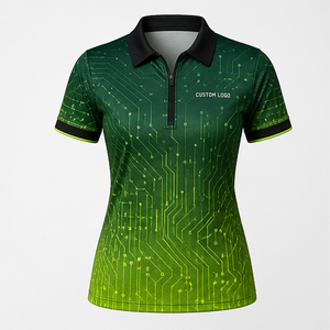Custom Logo Womens <b>Green</b> <b>Lime</b> Digital Gradient Short Sleeve Polo <b>Shirt</b> Quick Dry Sublimation Golf Sportswear - Product Image 1