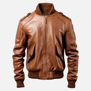 Chaqueta de Cuero Genuino para Hombre, Diseño Unisex con Bloques de Color, Cuello Alto, Transpirable, Invierno 2021, Alta Calidad - Product Image 6