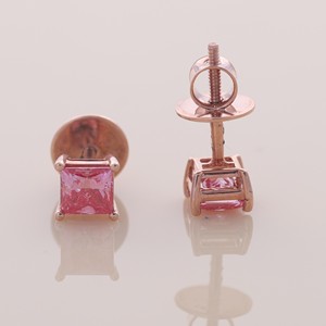 Pendientes de Diamantes de Corte Princesa Rosa Cultivados en Laboratorio con Certificación IGI, Oro de 9 Quilates, Pendientes Minimalistas - Product Image 5