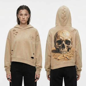 Sudadera con Capucha Personalizada para Mujer, Diseño Gótico, Estilo Urbano, Felpa de Algodón Grueso, Lavado Vintage, Fabricante - Product Image 6