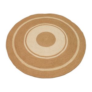 Handmade Concentric Striped <b>Round</b> <b>Jute</b> <b>Rug</b> Eco-Friendly Dual-Tone Braided Floor Carpet Wholesale - Product Image 1