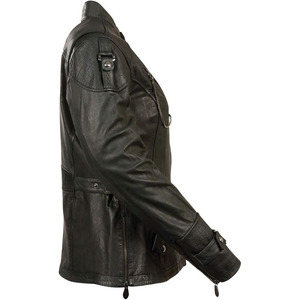 Veste de moto en cuir noir croisé pour femme SAMROZ SPORTS - Product Image 2