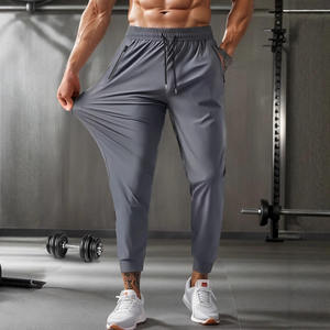 Oem Customized logo Design Ice Silk Men's Gym Sports Breathable Training Fitness Running Zipper Pocket <b>Trousers</b> Sweatpants - Product Image 2