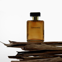 Flacon de parfum élégant et luxueux en verre ambré carré plat de 100 ml avec bouchon pompe pour l'emballage de parfums et cosmétiques
