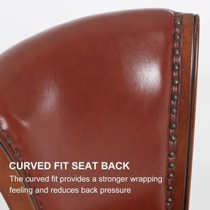 29\" Counter Height Cow Top <b>Leather</b> Wooden Bar <b>Stools</b> 180 Swivel Chair for Home Kitchen 2022 Stylish Barstools Comfortable Back - Product Image 4