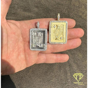 Pendentif Carte de Jeu 'Iced Out' en Argent Sterling 925 avec Diamant Moissanite, Design de Carte de Jeu de Luxe, Bijoux Hip Hop Unisexe - Product Image 3