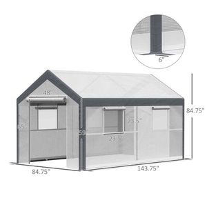 Mini Serra Moderna in Polietilene con Telaio in Acciaio o Legno Rivestito in PVC, Facile da Montare, per Uso Domestico o in Giardino - Product Image 2
