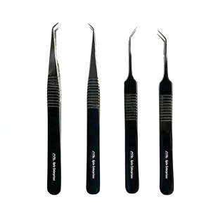 Pinzas para Extensión de Pestañas con Punta de Fibra Antiestática, Duraderas, con Logotipo Personalizado, de Acero Inoxidable, para Volumen, con Ángulo de 90 Grados - Product Image 1