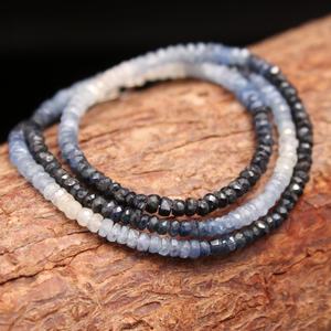 Excelente collar de plata de ley 925 con zafiro azul sombreado natural Rondelle Collar de zafiro azul Rondelle - Product Image 2