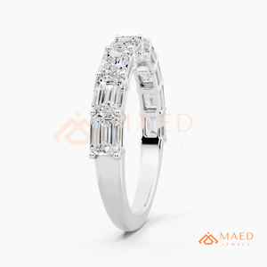 925 Sterling Silver Emerald Cut Moissanite Eternity Ring Lab Grown Diamond Wedding Band for Women USA - Product Image 5