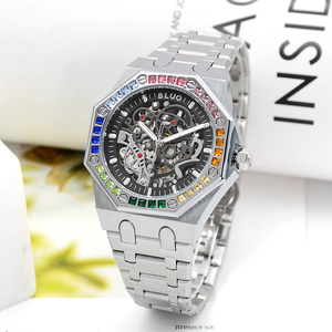 Hot Selling Rainbow Bezel Luxury Alloy Automatic <b>Mechanical</b> <b>Watch</b> for Men - Product Image 5