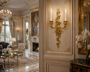 Majestic Venetian Luxury <b>Wall</b> <b>Sconce</b> Baroque Decorative <b>Wall</b> <b>Light</b> with Ornate Mirror Detailing, Decorative Brass Structure - Product Image 6