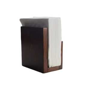 Porte-serviettes en bois brun foncé, base rectangulaire, rangement vertical, finition lisse, minimaliste, pour cuisine et table à manger, accès fonctionnel - Product Image 1