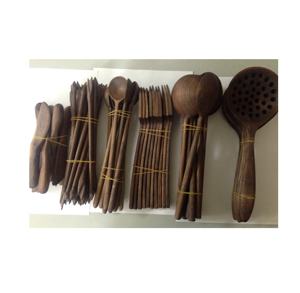 Vietnam Rustic Acacia <b>Wooden</b> Spoons Kitchen & Cooking Utensils Set 5-Piece Including Slotted & Pasta Spoon for Cooking - Product Image 3