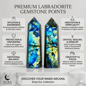 หินลาบราดอไรต์หลากสีแบบขายส่ง รูปทรงหอคอยขัดเงา หินบำบัดธรรมชาติ พลังเรกิ ช่วยปรับสมดุลจักระ ของตกแต่งบ้าน ของขวัญ - Product Image 2