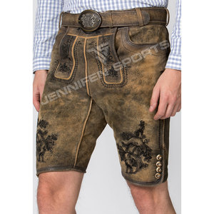 Costume d'Oktoberfest OEM pour hommes, en daim de chèvre bavarois, short en cuir de haute qualité, matière Lederhosen allemande, solide et écologique - Product Image 4