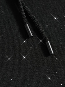 Sudadera con capucha extragrande de alta calidad con gráfico de rayo de diamantes de imitación negros, forro polar grueso, estilo casual urbano para hombre - Product Image 4