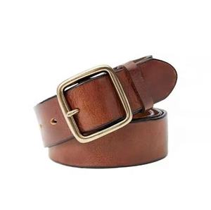 Ceintures en cuir de vachette pleine fleur vintage décontractées pour hommes, boucle à ardillon en cuivre, haute qualité, écologiques, logo personnalisé, vente en gros 2026 - Product Image 4