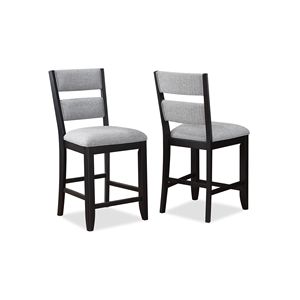 Set di 2 Sedie da Pranzo Stile Fattoria Nero-Grigio con Schienale a Scala e Seduta Imbottita in Legno per Sala da Pranzo - Product Image 1