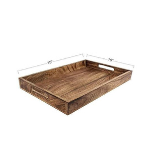 Exquisita Bandeja Decorativa de Madera Rústica Brownwood con Asa, Encanto Natural, Detalles Finos Hechos a Mano, Forma Rectangular - Product Image 3