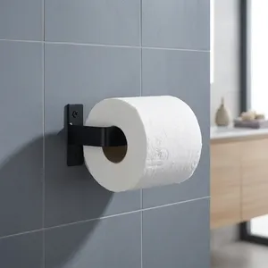Modern Matte <b>Black</b> Metal Wall Mounted Toilet <b>Paper</b> Holder Minimalist Bathroom <b>Tissue</b> Roll Dispenser Contemporary Bathroom Access - Product Image 4