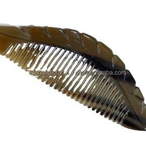 Hermoso cuerno de búfalo pulido, peine para el pelo de boda, artesanía Natural, diseño de hoja, estilo europeo, regalo personalizable para el Día de la madre - Product Image 1