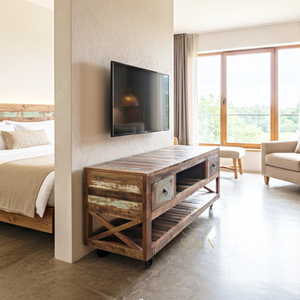 ตู้ทีวีทำจากไม้สไตล์วินเทจสำหรับห้องนั่งเล่นสไตล์อุตสาหกรรมบ้านบ้านไร่สำหรับโรงแรมรีสอร์ทดีไซน์เนอร์อินเดีย - Product Image 1