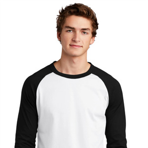 Camiseta Blanca de Manga Raglán para Hombre, Mangas Negras, Corte Regular, Color Sólido, Estilo Casual, Cuello Redondo, Tejido de Punto Jersey, Poliéster Transpirable - Product Image 5