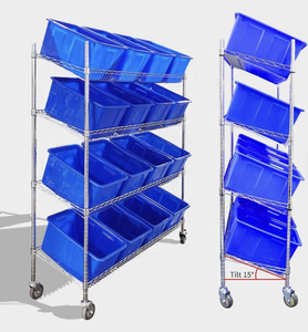Estantería de Alambre de 4 Niveles, Estante de Almacenamiento de Acero al Carbono Cromado, Resistente, Ajustable, Apilable, Moderna, para Taller - Product Image 4