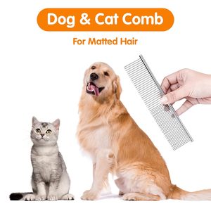 Peigne à dents angulaires en acier inoxydable pour chien, conception simple, brosse de toilettage, manche en ABS écologique, démêlage efficace pour poils longs et épais - Product Image 3