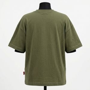 Camiseta Oversize de Algodón Jersey de 220 GSM para Mujer, Estilo Urbano, Verde Oliva, con Parche de Logo de Silicona, de Secado Rápido - Product Image 6