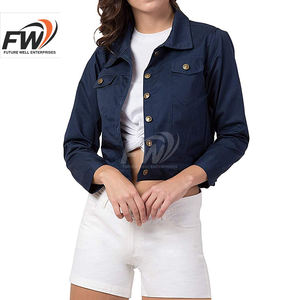 Chaqueta Vaquera para Mujer OEM con Bordado Floral 3D y Detalles de Botones con Diamantes - Ropa Exterior Informal Azul Estilo Urbano - Product Image 2