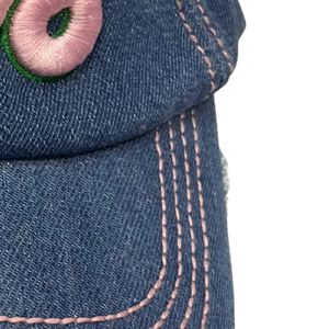 Gorra de Béisbol de Mezclilla Lavada Estilo Casual con Letra Bordada y Costuras Rosas, Ajustable, Modelo 1908 - Product Image 2